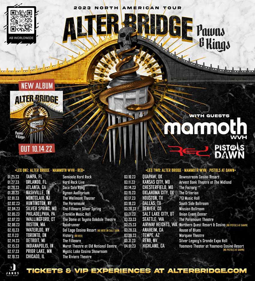 Alter Bridge Pawns & Kings Tour Setlist 