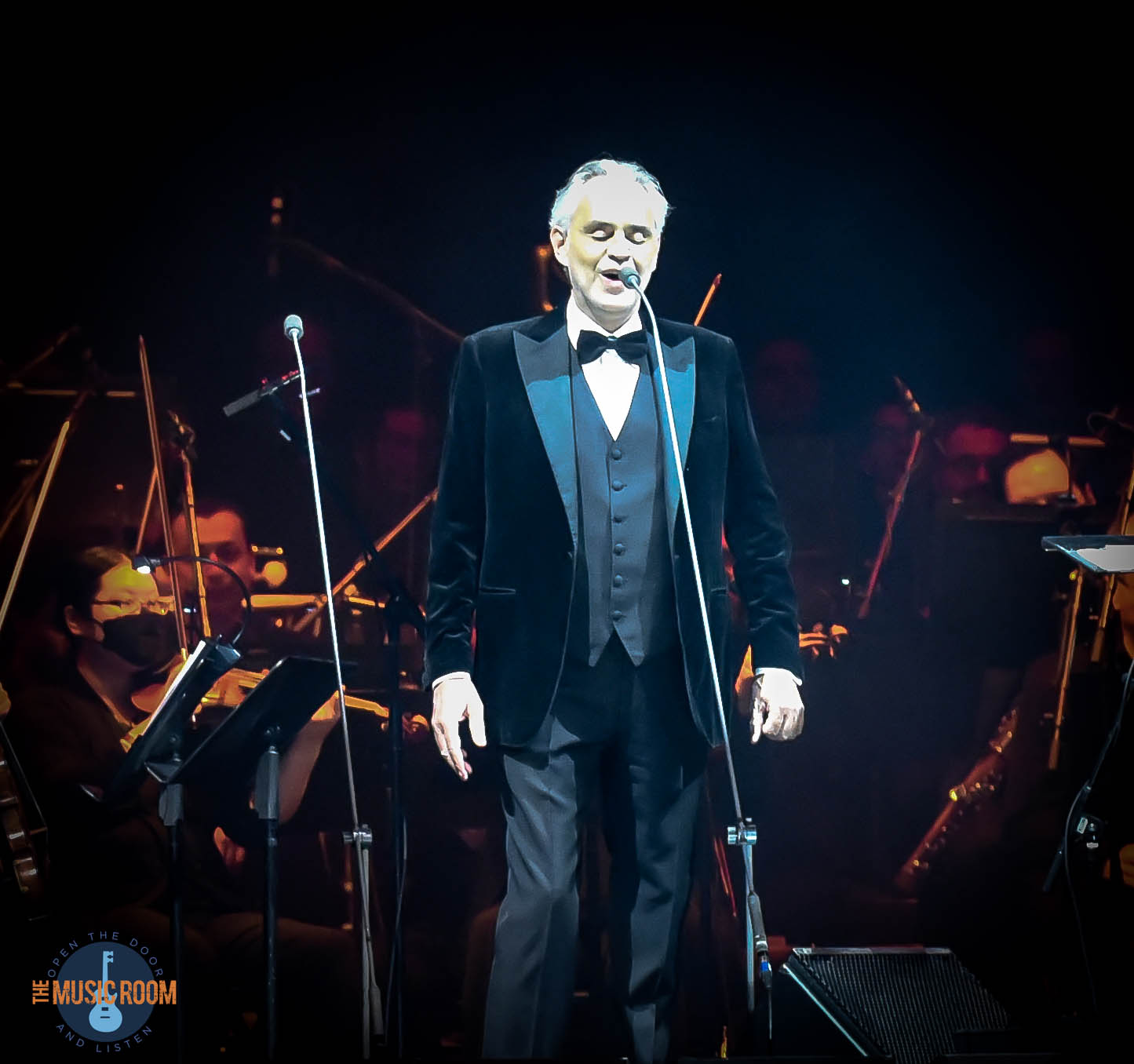 Andrea Bocelli takes to the stage alongside son Matteo, 24, and 10