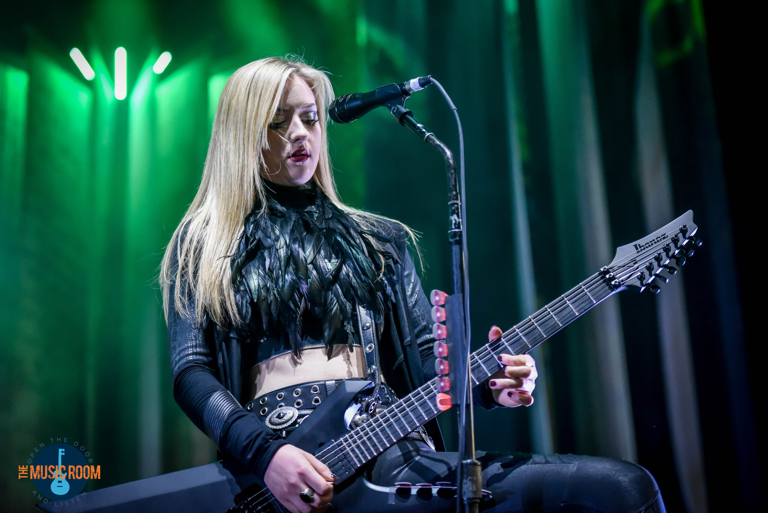 Anna Cara performing live with Alice Cooper at the Rose Music Center in Dayton during the 2026 tour